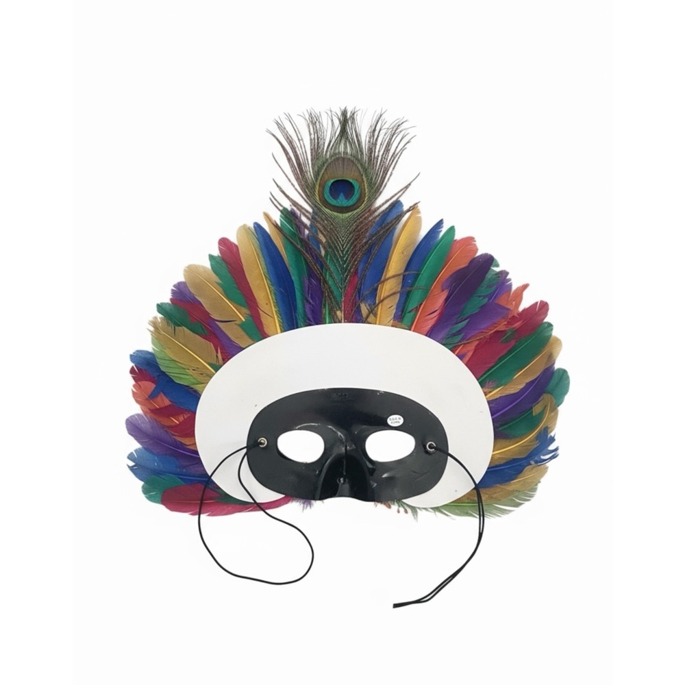 Colorful Feather Masquerade Mask - Picture 2 of 3